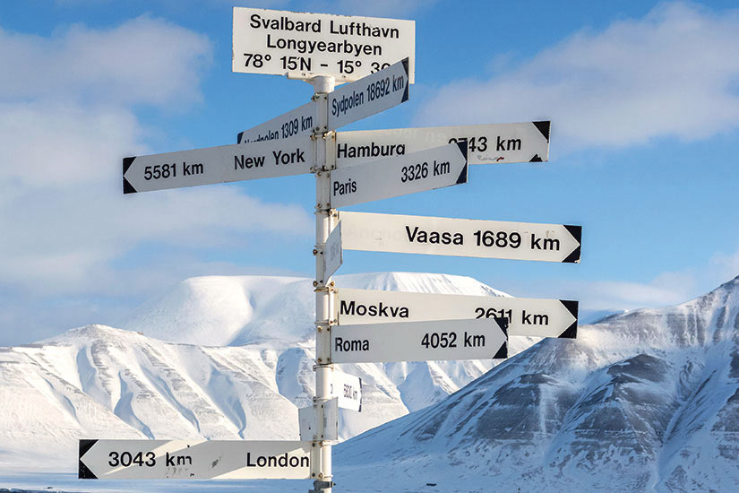 image Svalbard panneau dours avec des distances  it