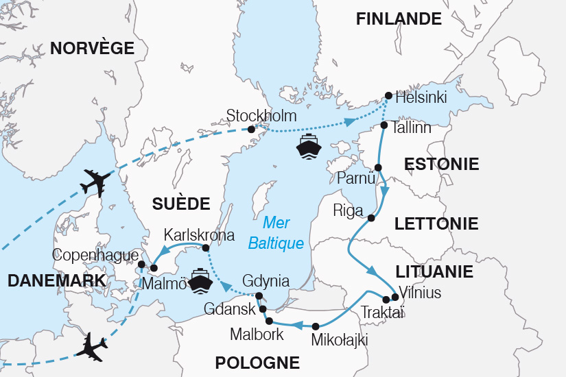 Danemark - Estonie - Finlande - Lettonie - Lituanie - Pologne - Suède - Circuit Le Grand Tour de la Baltique